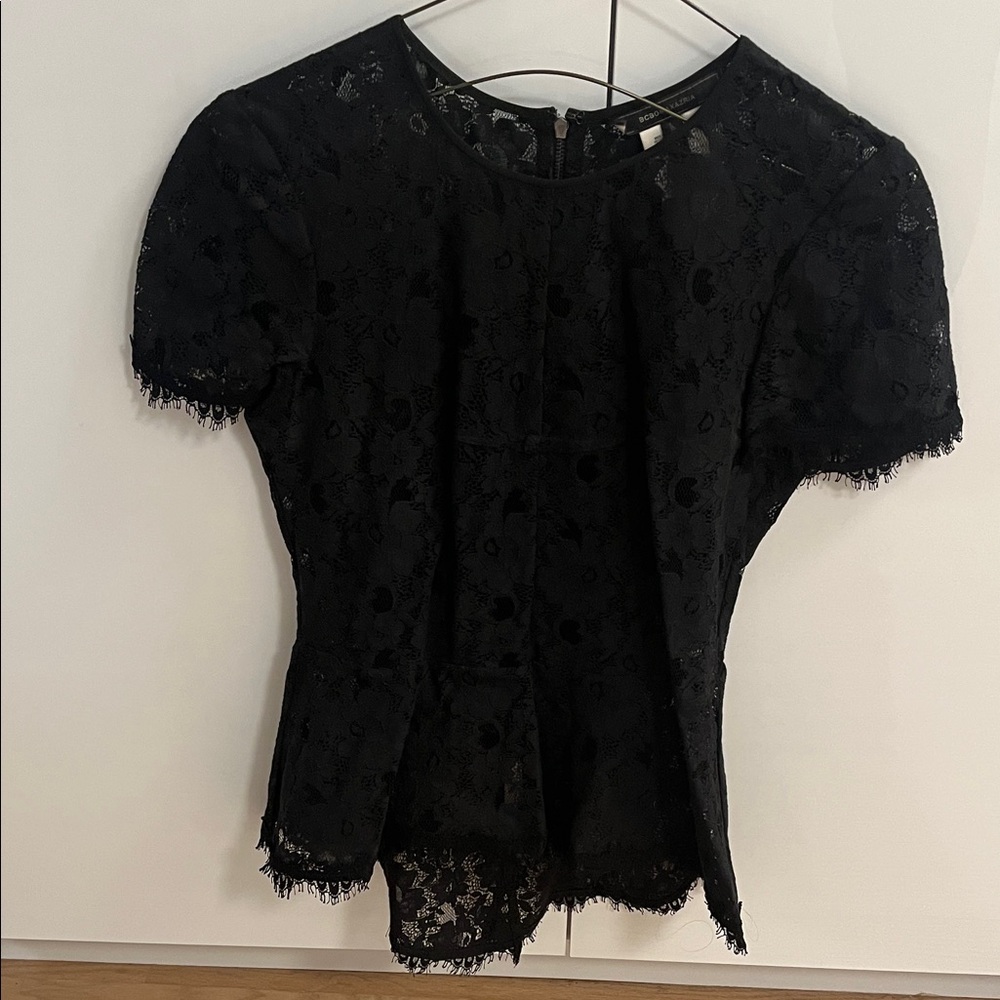 BCBGMaxAzria Black Lace Blouse